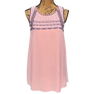 Altar'd State Sleeveless Dress Coral Pink with Blue Boho Pattern Sz S